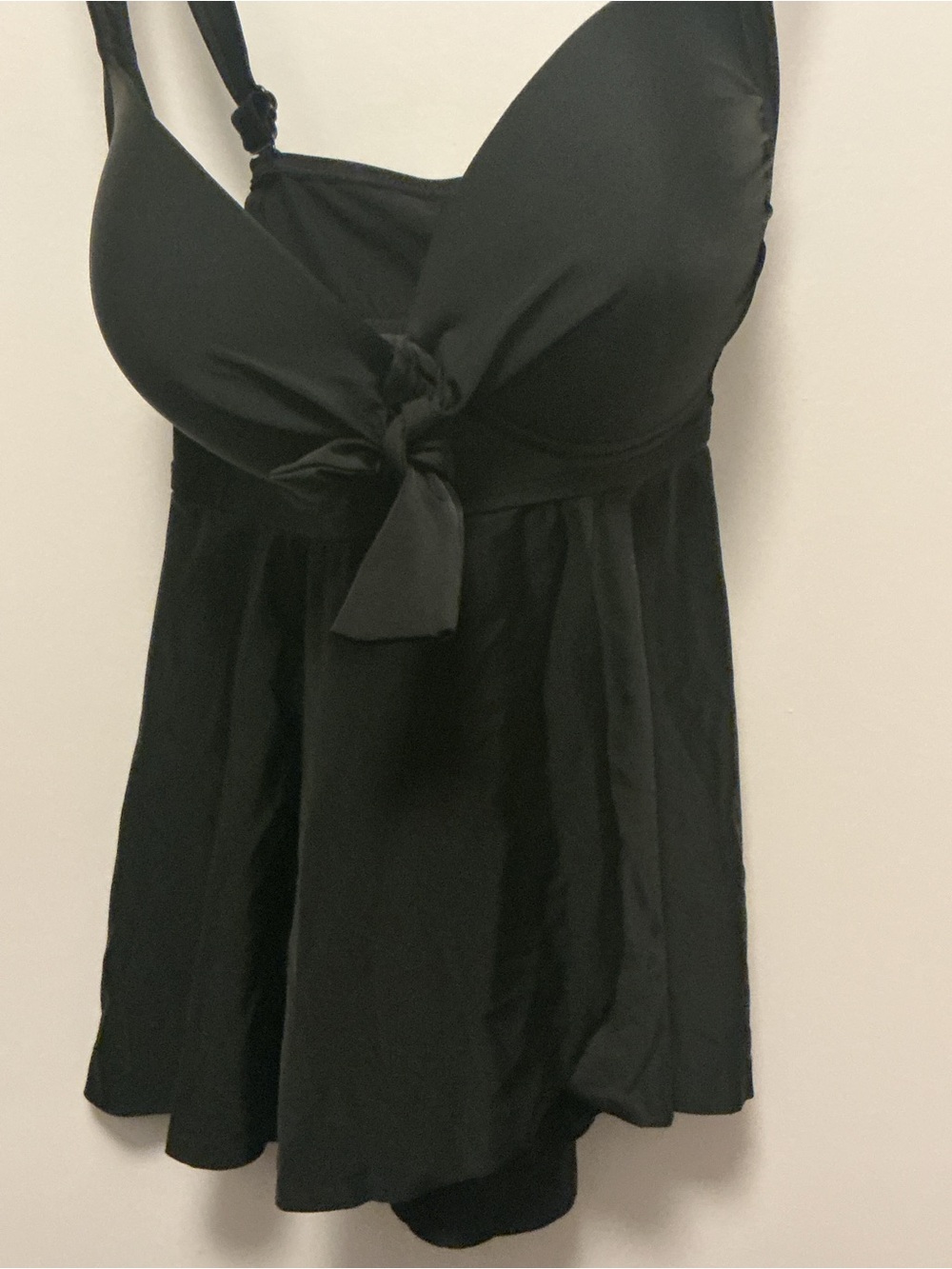Torrid Wireless Babydoll Tie-Front Tankini deep black